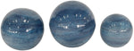 Benzara Metal Round Shaped Accent Decor with Orbs Design, Set of 3, Blue