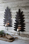 Kalalou NGN1493 Set of Two Iron Leaf Candle Sconces