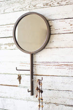 Kalalou CLA1259 Round Wall Mirror with Rotating Coat Hooks