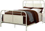 Benzara Metal Frame Full Bed with Spindle Design Accents, Distressed White