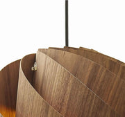 Benzara 60 Watt Swirl Design Wooden Ceiling Pendant, Walnut Brown