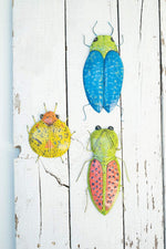 Kalalou A6298 Antique Painted Metal Beetles