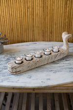 Kalalou NSE1080 Wooden Whale with 5 Candle Holders