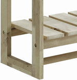 Benzara Wooden Shelf with 3 Slatted Racks and Trestle Base, Brown