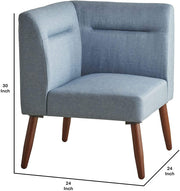 Benzara Fabric Upholstered Corner Sectional Sofa with Wooden Legs, Blue and Brown