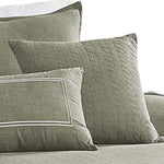 Benzara 6 Piece Queen Cotton Comforter Cover Set with Cross Woven Texture, Green
