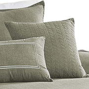 Benzara 6 Piece Queen Cotton Comforter Cover Set with Cross Woven Texture, Green