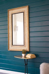 Kalalou CCG1632 Rectangular Wooden Mirror with White Engraved Detail