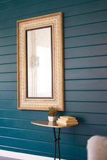Kalalou CCG1632 Rectangular Wooden Mirror with White Engraved Detail