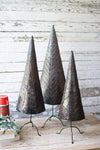 Kalalou A6215  Set of 3 Hand Hammered Metal Trees on Stands