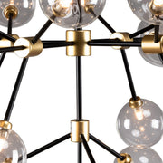 Benzara 20 Light Two Tone Glass and Metal Chandelier, Black and Gold