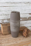Kalalou H3679 Tall Ribbed Clay Vase - Grey