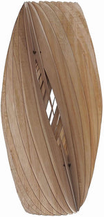 Benzara 60 Watt Drum Shape Wooden Ceiling Pendant, Oak Brown