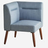 Benzara Fabric Upholstered Corner Sectional Sofa with Wooden Legs, Blue and Brown