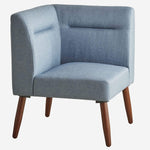 Benzara Fabric Upholstered Corner Sectional Sofa with Wooden Legs, Blue and Brown