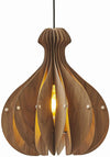 Benzara 60 Watt Vase Shape Wooden Ceiling Pendant, Walnut Brown