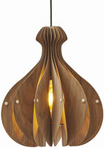 Benzara 60 Watt Vase Shape Wooden Ceiling Pendant, Walnut Brown