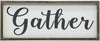Benzara Rectangular Wooden Wall Art with Cursive GATHER Typography, Brown and White