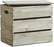 Benzara Plank Style Wooden Storage Box with Cut Out Handles, Light Brown