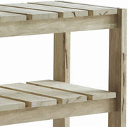 Benzara Wooden Shelf with 3 Slatted Racks and Trestle Base, Brown