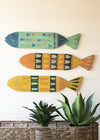 Kalalou A6311 Painted Wood Fish Wall Painting Set of 3