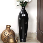 Benzara 26 Inches Metal Vase with Pierced Details, White and Brown