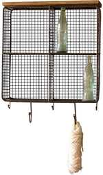 Kalalou CQ1486 Wire Mesh Four Square Cubbies With Wooden Top