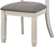 Benzara Wooden Side Chair with Flared Design Slatted Back, Set of 2, Antique White