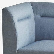 Benzara Fabric Upholstered Corner Sectional Sofa with Wooden Legs, Blue and Brown