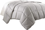 Benzara Cork Twin Comforter with Vertical Stripes and Stitched Details, Gray