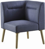 Benzara Fabric Sectional Sofa with Splayed Legs and Center Tufted Back, Blue and Brown