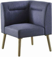 Benzara Fabric Sectional Sofa with Splayed Legs and Center Tufted Back, Blue and Brown