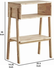 Benzara Wooden Console Table with 2 Open Compartments, Natural Brown