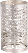 Benzara Decorative Metal Candle Holder with Meander Design, Medium, Silver