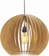 Benzara 60 Watt Caged Dome Shape Wooden Ceiling Pendant, Oak Brown