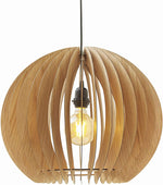 Benzara 60 Watt Caged Dome Shape Wooden Ceiling Pendant, Oak Brown