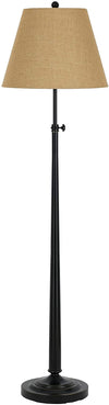 Benzara Tubular Metal Floor Lamp with Adjustable Height Mechanism, Black and Beige