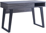 Benzara Wooden Desk with 1 Open Bottom Shelf and Sliding Panel, Gray