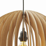 Benzara 60 Watt Caged Dome Shape Wooden Ceiling Pendant, Oak Brown