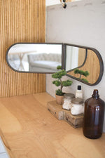 Kalalou CLA1245  Folding Long Oval Wall Mirror with Chalk Board on The Back