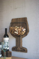 Kalalou CJS1144 Wood and Wire Wall Wine Cork Holder