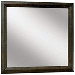 Benzara Rectangular Wooden Frame Mirror with Dual Tone Look, Brown
