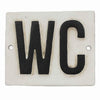 Benzara BM217840 Metal Frame Wall Sign with WC Typography, Black and White