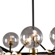 Benzara 20 Light Two Tone Glass and Metal Chandelier, Black and Gold