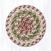 Earth Rugs C-24 Olive/Burgundy/Gray Round Coaster 4``x4``