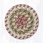 Earth Rugs C-24 Olive/Burgundy/Gray Round Coaster 4``x4``