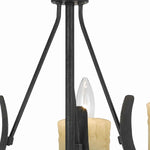 Benzara 3 Bulb Metal Frame Chandelier with Candle Lights, Black and Beige