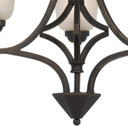Benzara 3 Bulb Chandelier with Metal Frame and Smoked Glass Shade, Bronze