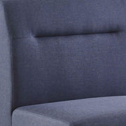 Benzara Fabric Upholstered 1 Seater Sofa with Splayed Legs, Blue and Brown
