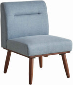 Benzara Fabric 1 Seater Sofa with Splayed Legs and Padded Seat,Blue and Dark Brown